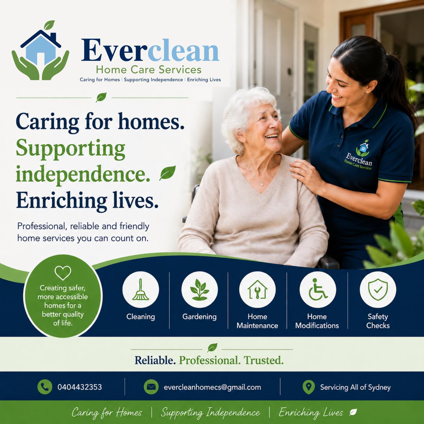 Everclean Home Care Services flyer — Small jobs. Big impact.